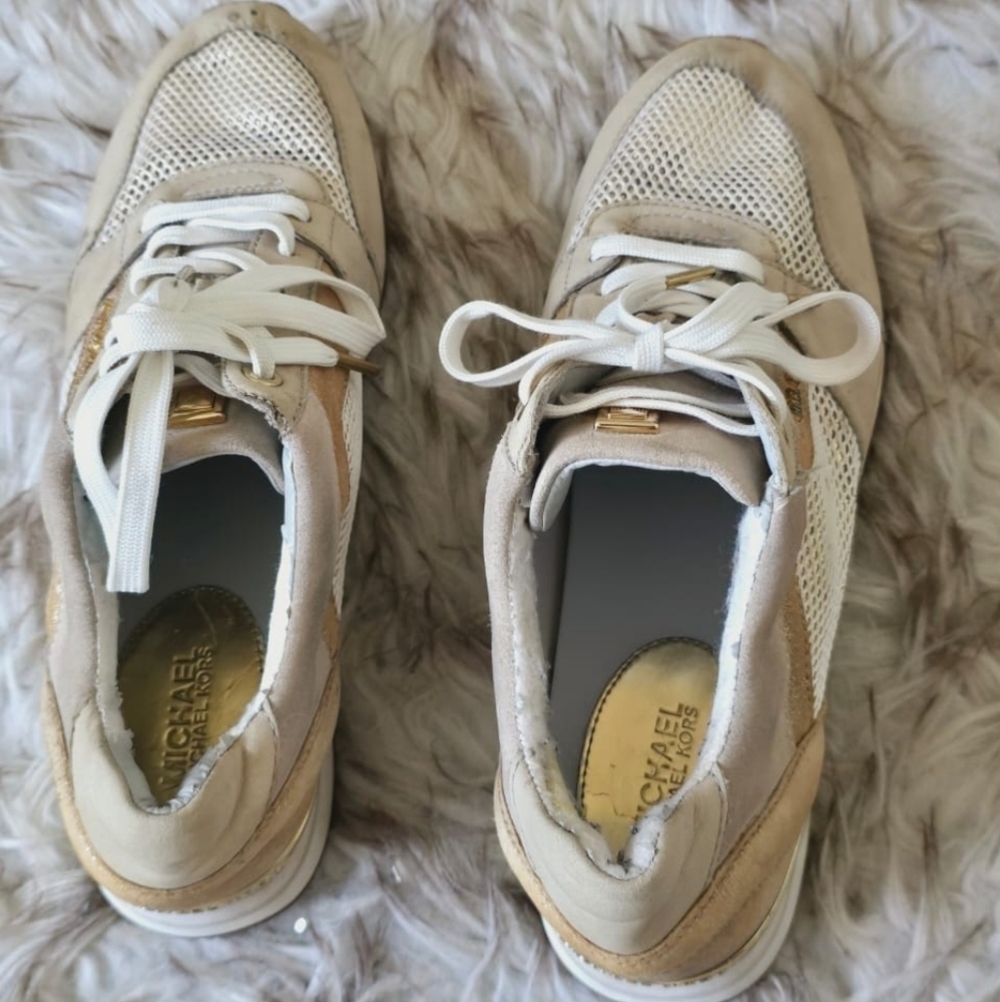 Micheal Kors Women's Billie Trainers Cream Colored Sneakers Size 9.5M🌴 - Picture 6 of 10